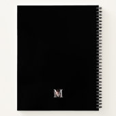Carnet Moderne Monogramme Floral Noir Blanc Rose Pâle (Dos)