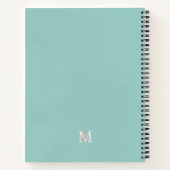 Carnet Moderne Monogramme Floral Vert Menthe Rose (Dos)
