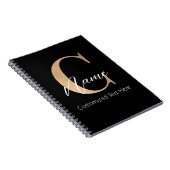 Carnet Moderne Monogramme Initial C & Nom Personnalisé (Côté Droit)