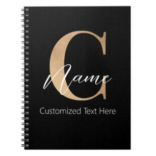 Carnet Moderne Monogramme Initial C & Nom Personnalisé