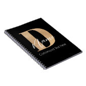 Carnet Moderne Monogramme Initiale D & Nom Personnalisé (Côté Droit)