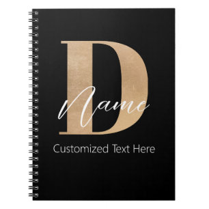 Carnet Moderne Monogramme Initiale D & Nom Personnalisé