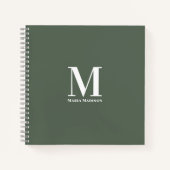 Carnet Moderne Monogramme Professionnel Sage Vert (Devant)