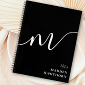 Carnet Moderne Monogramme Script Calligraphie noir blanc