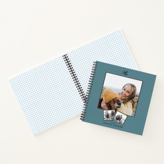 Carnet Moderne Monogrammé Turquoise Bleu 3 Photo (Intérieur)