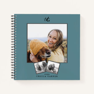 Carnet Moderne Monogrammé Turquoise Bleu 3 Photo