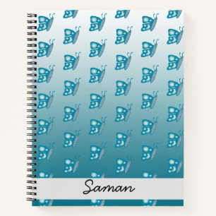 Carnet Moderne motif papillon bleu