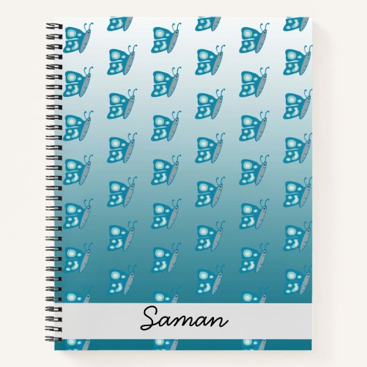 Carnet Moderne motif papillon bleu (Devant)
