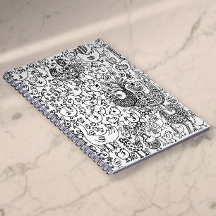 Carnet Moderne Motif Simple Oiseaux Noir et Blanc