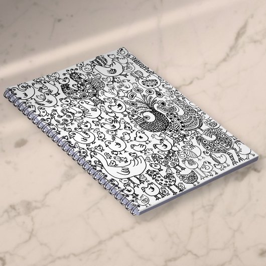 Carnet Moderne Motif Simple Oiseaux Noir et Blanc