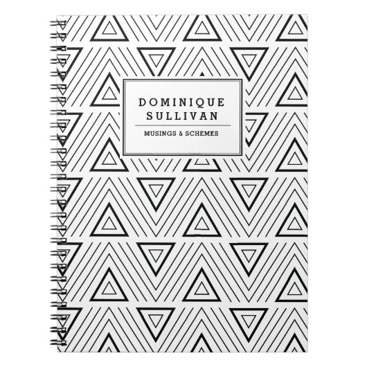 Carnet moderne noir et blanc de motif de triangles (Devant)