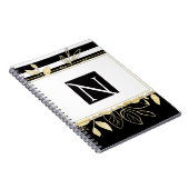 Carnet Moderne Noir Or Botanique Glamor Chic Élégant (Côté Droit)