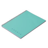 Carnet Moderne Nom Personnalisé Bleu et Sarcelle (Côté gauche)