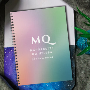 Carnet Moderne Pastel coloré et Initiales de Monogramme b