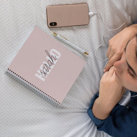 Carnet Moderne Pastel Rose Bonjour Et Vous Nom