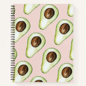 Carnet Moderne Pastel Rose Et Vert Motif Avocado (Devant)