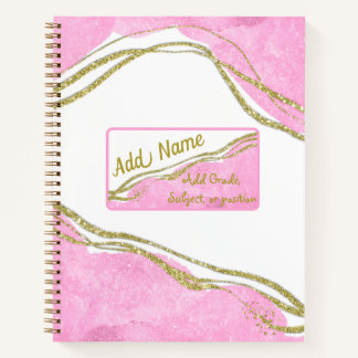 Carnet moderne personnalisé rose & or