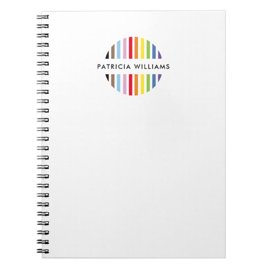 Carnet MODERNE RAYURE MINIMALE logo arc-en-ciel fierté LG (Devant)