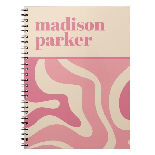Carnet Moderne Retro Liquid Swirl Motif Abstrait rose (Devant)