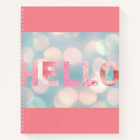 Carnet Moderne Rose rose Turquoise Hello (Devant)