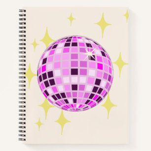 Carnet Moderne rose violet rétro Disco Ball Beige