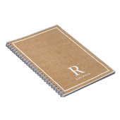 Carnet Moderne Rustique Burlap Nom de famille Monogramme (Côté Droit)