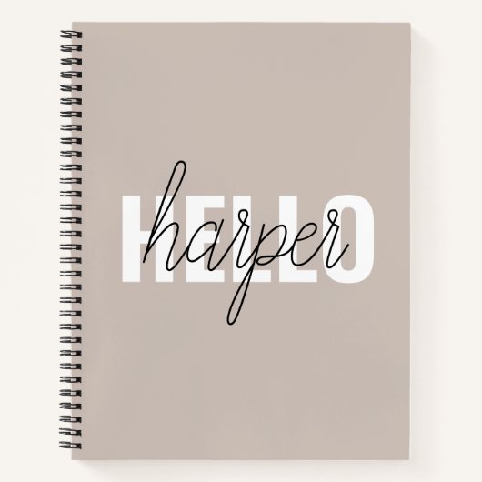 Carnet Moderne Simple Brown Bonjour Et Vous Nom (Devant)