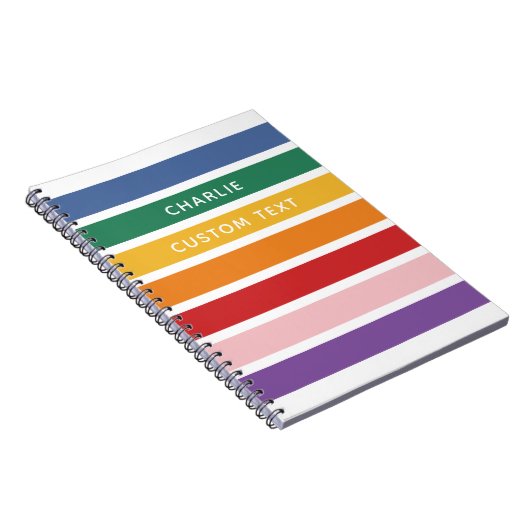 Carnet Moderne Simple Cute arc-en-ciel Personnalisé Nom E (Côté Droit)