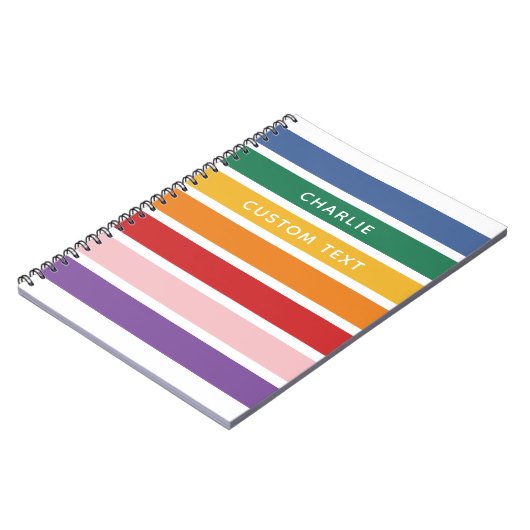 Carnet Moderne Simple Cute arc-en-ciel Personnalisé Nom E (Côté gauche)