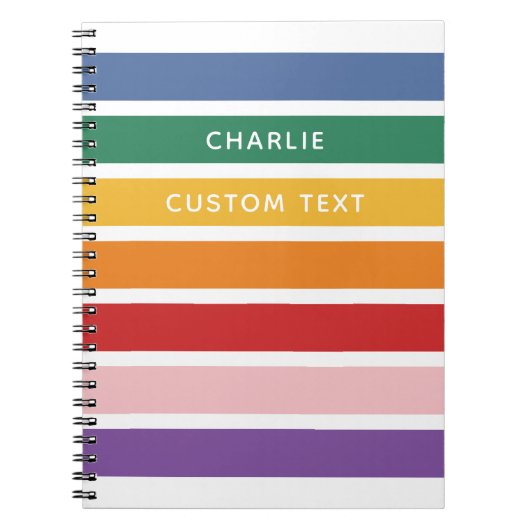 Carnet Moderne Simple Cute arc-en-ciel Personnalisé Nom E (Devant)