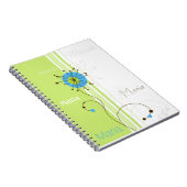 Carnet Moderne simple Fleur vert Votre nom (Côté Droit)