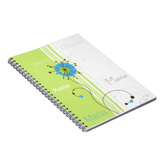 Carnet Moderne simple Fleur vert Votre nom (Côté Droit)