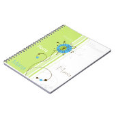 Carnet Moderne simple Fleur vert Votre nom (Côté gauche)