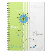 Carnet Moderne simple Fleur vert Votre nom (Devant)