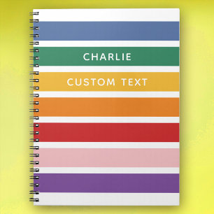 Carnet Moderne Simple Mignon Arc-en-Ciel Nom Personnalisé