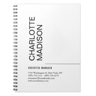 Carnet Moderne Simple Noir Blanc Tendance Minimaliste Uni