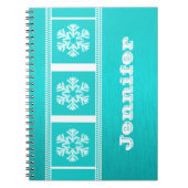 Carnet moderne Snowflakes, Aqua (Devant)