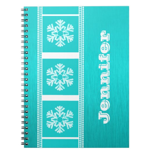Carnet moderne Snowflakes, Aqua (Devant)