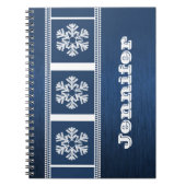 Carnet moderne Snowflakes, Bleu (Devant)