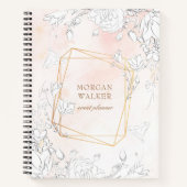 carnet moderne subtil de monogramme floral (Devant)