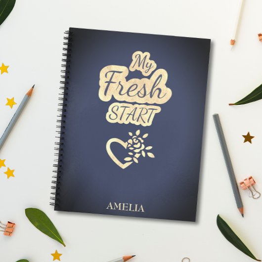Carnet Moderne tendance My Fresh Start Marine bleu et bei