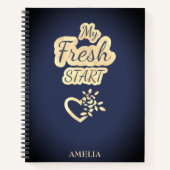 Carnet Moderne tendance My Fresh Start Marine bleu et bei (Devant)