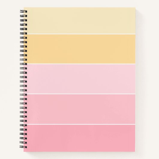Carnet Moderne tendance rose vanille jaune blanc rayé (Devant)