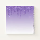 Carnet Moderne tendance style script paillettes violettes (Dos)