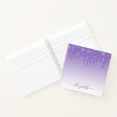 Carnet Moderne tendance style script paillettes violettes (Intérieur)
