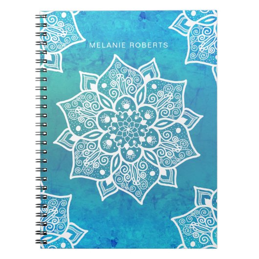 Carnet Moderne turquoise bleu ombre pascolor mandala (Devant)