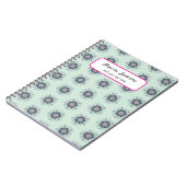 Carnet Moderne turquoise Mandala de fleurs Doodles roses  (Côté gauche)