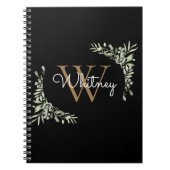 Carnet Moderne verdure monogramme de nom de script noir o (Devant)