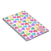 Carnet Moderne Vibrant Rainbow Doodle Hearts Monogramme (Côté Droit)
