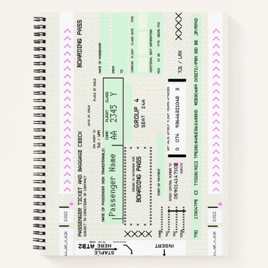Carnet Modifier cette carte d'embarquement d'aviation (Devant)